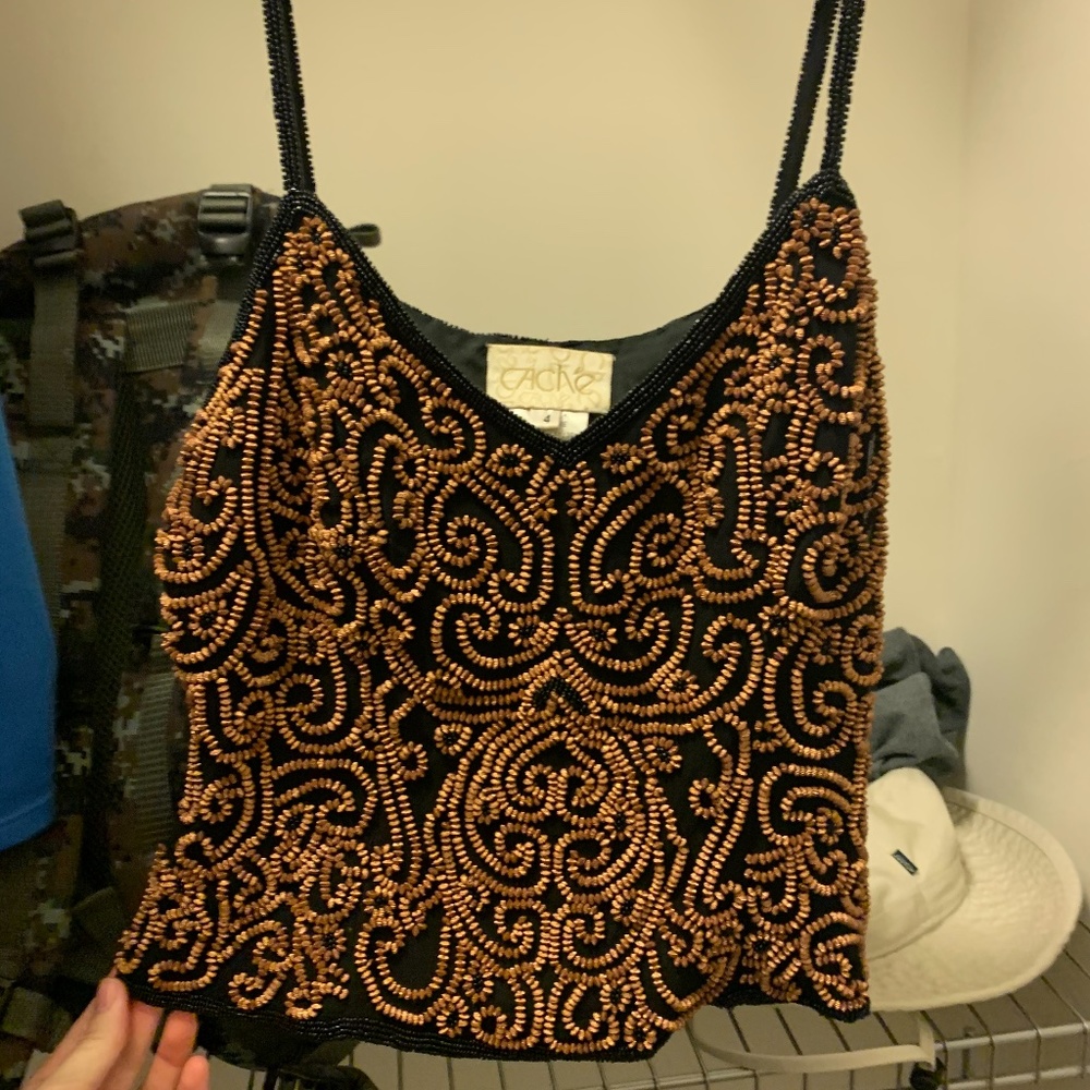 Black Beaded Cache Top